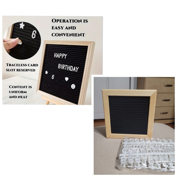 Other - 6/$25 Black Felt Letter Board with Wooden Frame